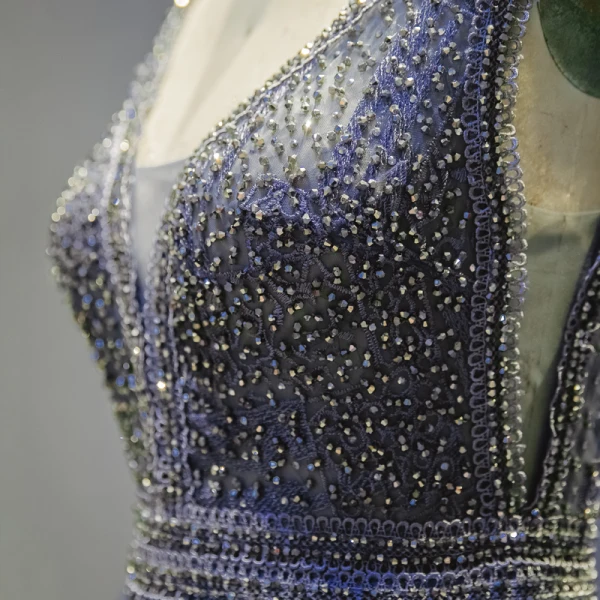 Luxury / Gorgeous Royal Blue Evening Dresses 2019 A-Line / Princess V-Neck Beading Crystal Sleeveless Backless Floor-Length / Long Formal Dresses