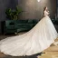 Chic Ivoire Robe De Mariée 2019 Robe Boule Bustier Paillettes En Dentelle Fleur Sans Manches Dos Nu Royal Train