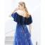 Chic / Beautiful Royal Blue Evening Dresses  2019 A-Line / Princess Suede V-Neck Star Sequins Rhinestone Short Sleeve Backless Ankle Length Formal Dresses