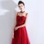 Chic / Belle Bordeaux Robe De Soirée 2019 Princesse Bretelles Spaghetti Perlage Cristal Paillettes Sans Manches Dos Nu Longue Robe De Ceremonie