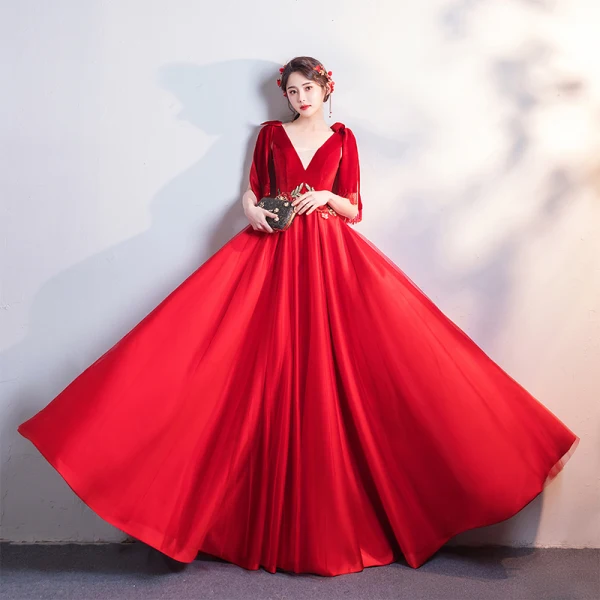 Chic / Beautiful Red Evening Dresses 2019 A-Line / Princess Suede V-Neck Lace Flower Sleeveless Backless Floor-Length / Long Formal Dresses