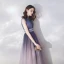 Classy Gradient-Color Evening Dresses  2019 A-Line / Princess Ruffle Sleeveless Rhinestone High Neck Floor-Length / Long Formal Dresses
