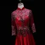 Chinese style Burgundy Evening Dresses  2019 A-Line / Princess High Neck Lace Flower Sequins Tassel 3/4 Sleeve Backless Floor-Length / Long Formal Dresses