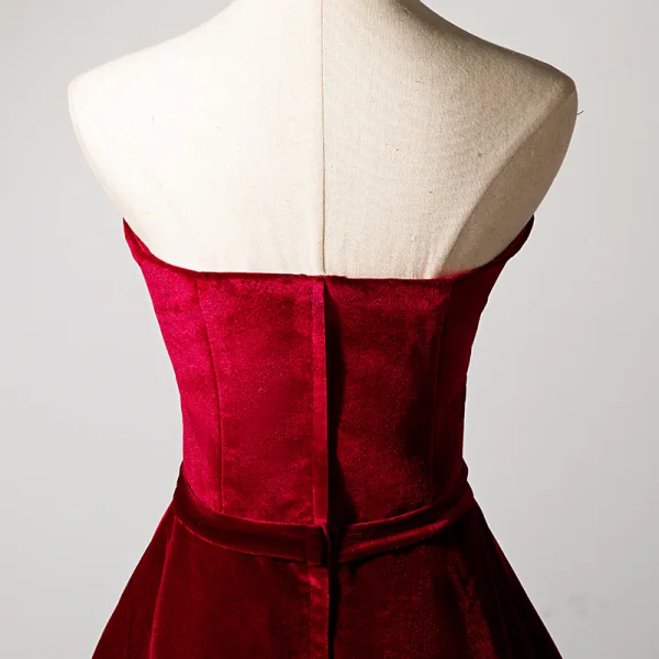 Chic / Beautiful Burgundy Evening Dresses 2019 A-Line / Princess Suede Spaghetti Straps Sleeveless Floor-Length / Long Evening Party Formal Dresses