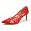Schöne Rot Brautschuhe 2019 Spitze Pailletten 7 cm Stilettos Spitzschuh Durchbohrt Hochzeit Pumps
