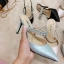 Chic / Beautiful Silver Casual Womens Sandals 2019 Leather Satin Rhinestone 9 cm Stiletto Heels Sandals Pointed Toe