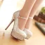 Sparkly Sølv Brudesko 2019 Paljetter Ankelstropp 14 cm Stiletthæler Spisse Bryllup Pumps