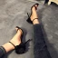 Chic / Beautiful Black Evening Party Womens Sandals 2019 Leather Ankle Strap Flower 10 cm Stiletto Heels Open / Peep Toe Sandals