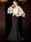 Luxury / Gorgeous Black Evening Dresses  2019 Trumpet / Mermaid Scoop Neck Beading Lace Flower Long Sleeve Backless Sweep Train Formal Dresses