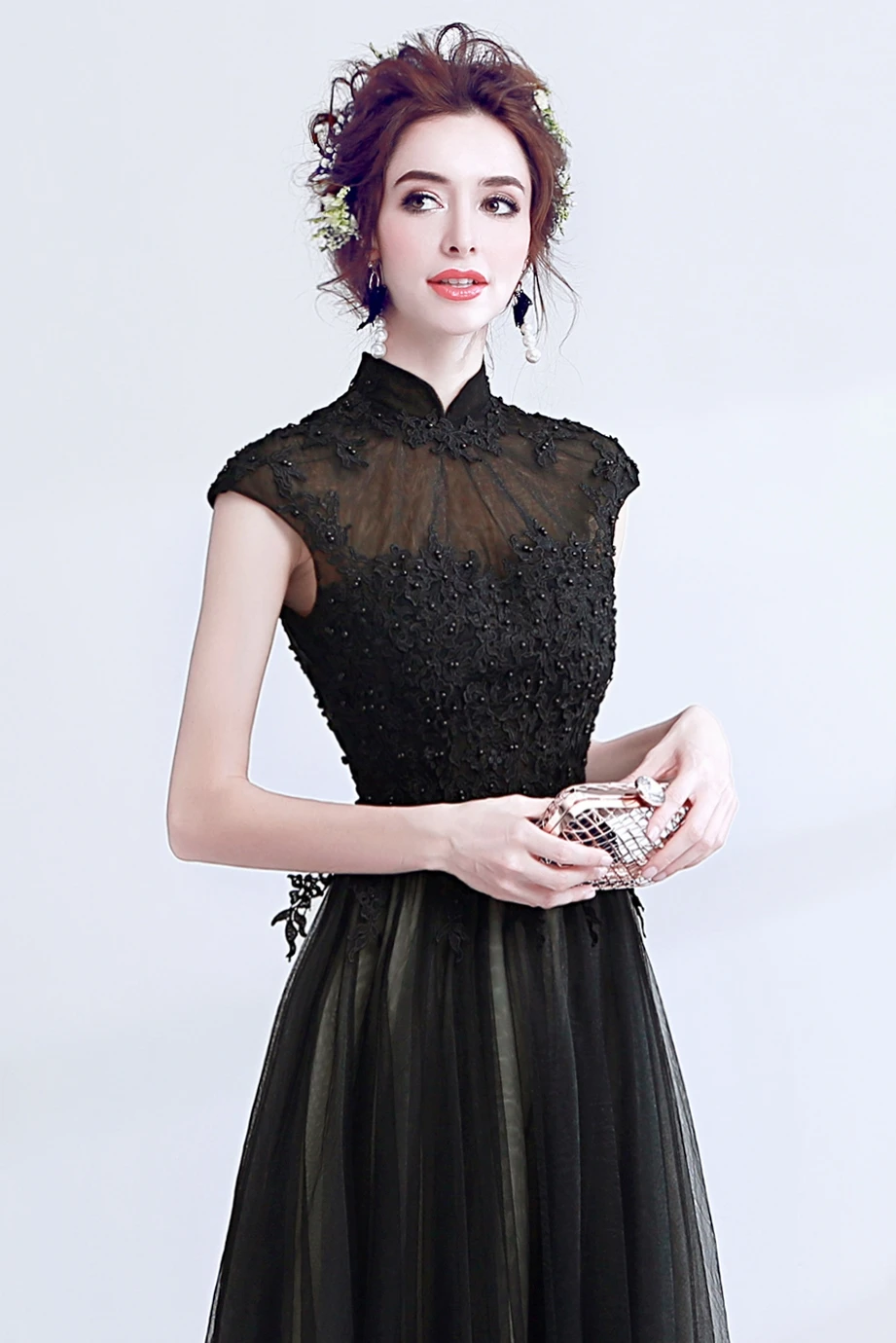 open lace back dress 50s Black Cocktail Dress main image 1