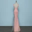 Chic / Belle Perle Rose Robe De Soirée 2019 Trompette / Sirène V-Cou Faux Diamant Sans Manches Dos Nu Longue Robe De Ceremonie