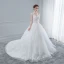 Elegant White Wedding Dresses 2018 Ball Gown Lace Flower Beading Sequins V-Neck Backless Sleeveless Chapel Train Wedding