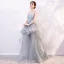 Modern / Fashion Sage Green Silver Prom Dresses 2019 A-Line / Princess Spaghetti Straps Lace Flower Sleeveless Backless Cascading Ruffles Floor-Length / Long Formal Dresses