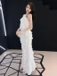 Modern / Fashion Ivory Evening Dresses  2019 Halter Sleeveless Backless Cascading Ruffles Ankle Length Formal Dresses