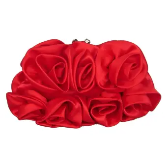 Flower Fairy Red Clutch Bags Flower Chiffon Wedding Evening Party Accessories 2019