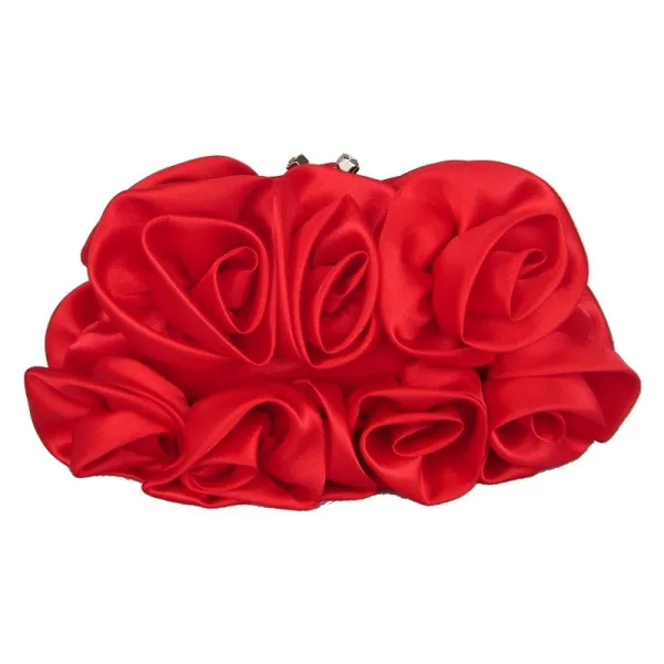 Bloemenfee Rode Handtassen Bloem Chiffon Huwelijk Avond Accessoires 2019