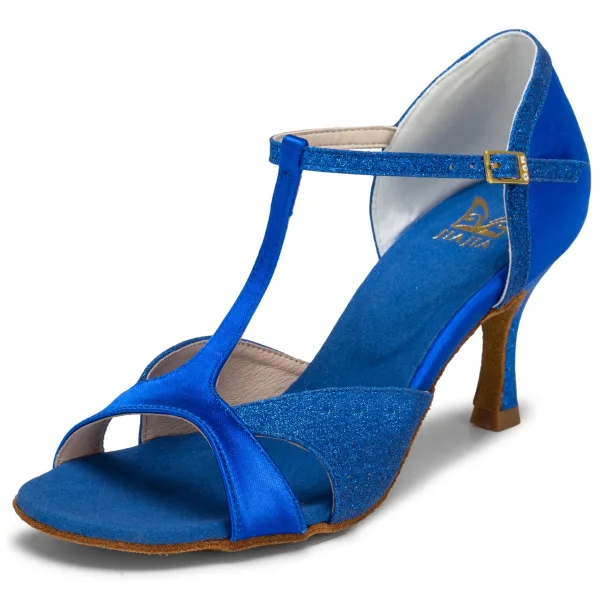Vintage / Retro Red Prom Latin Dance Shoes 2021 7 cm Stiletto Heels T-Strap Open / Peep Toe Womens Sandals High Heels