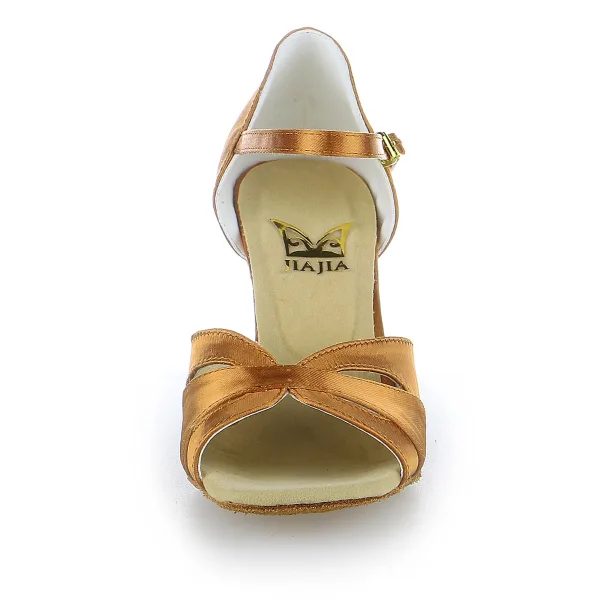 Vintage / Retro Bronze Prom Latin Dance Shoes 2021 7 cm Stiletto Heels Open / Peep Toe Womens Sandals High Heels