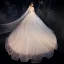 Fabulous Champagne Wedding Dresses 2019 Ball Gown Off-The-Shoulder Sequins Beading Tassel Short Sleeve Backless Royal Train