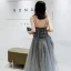 Modern / Fashion Grey Evening Dresses  2019 A-Line / Princess Spaghetti Straps Beading Sequins Sleeveless Backless Sweep Train Formal Dresses