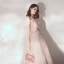 Élégant Rougissant Rose Robe De Soirée 2019 Princesse Volants Bustier En Dentelle Fleur Sans Manches Dos Nu Longueur Cheville Robe De Ceremonie