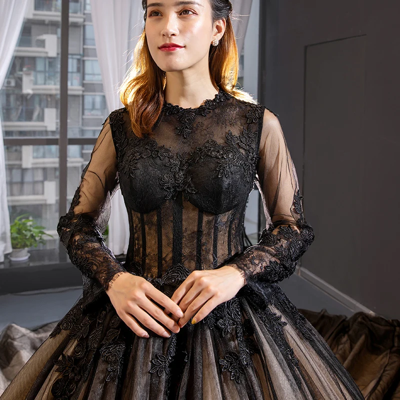 knee length dresses for ladies Sparkly Black Lace-Up A-Line Sweetheart Long Prom Dress Black / US 12