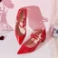 Härlig Pärla Rosa Tidsbeställning Damskor 2019 Lackläder Pärla Spänne 4 cm Låg Klack Spetsiga Pumps