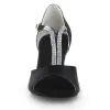 Fashion Black Rhinestone Prom Latin Dance Shoes 2021 T-Strap 7 cm Stiletto Heels Open / Peep Toe Womens Sandals High Heels