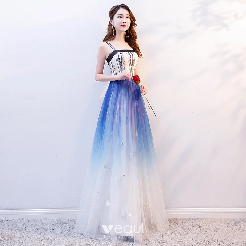 Color A-line Long Prom Dresses 2019, Elegant Evening Gowns Color A-line Long Prom Dresses 2019, Elegant Evening Gowns