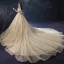 Charmant Champagne Robe De Mariée 2019 Princesse Encolure Dégagée Paillettes En Dentelle Fleur Sans Manches Dos Nu Cathedral Train
