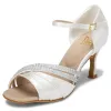 Modern / Fashion Bronze Prom Rhinestone Latin Dance Shoes 2021 7 cm Stiletto Heels Open / Peep Toe Womens Sandals High Heels