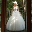 Chic / Beautiful Ivory Wedding Dresses 2019 A-Line / Princess Spaghetti Straps Pearl Lace Flower Sleeveless Backless Floor-Length / Long