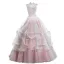 Classy Blushing Pink Prom Dresses 2019 Ball Gown High Neck Beading Sequins Pearl Lace Flower Sleeveless Backless Cascading Ruffles Floor-Length / Long Formal Dresses