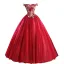 Chic / Beautiful Burgundy Prom Dresses 2019 Ball Gown Off-The-Shoulder Pearl Rhinestone Lace Flower Sleeveless Backless Floor-Length / Long Formal Dresses