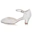 Simple Ivoire En Dentelle Satin Chaussure De Mariée 2021 5 cm Talons Épais À Bout Rond Mariage Talons Hauts