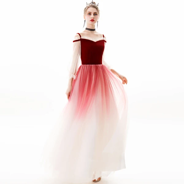 Modern / Fashion Burgundy Evening Dresses 2019 A-Line / Princess Square Neckline Suede 3/4 Sleeve Backless Floor-Length / Long Formal Dresses