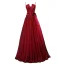 Chic / Belle Bordeaux Robe De Soirée 2019 Princesse Bretelles Spaghetti En Dentelle Fleur Paillettes Faux Diamant Sans Manches Dos Nu Longue Robe De Ceremonie