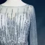 Haut de Gamme Champagne Robe De Soirée 2019 Princesse Encolure Dégagée Fait main Perlage Faux Diamant Ceinture Manches Longues Plumes Longue Robe De Ceremonie