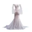 Charming Ivory Wedding Dresses 2023 Trumpet / Mermaid Off-The-Shoulder Lace Flower Long Sleeve Backless Chapel Train
