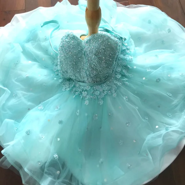 Sexy Grå Cocktailkjoler 2018 Ballkjole Blonder Appliques Perle Sash Kjæreste Ryggløse Korte Uten Ermer Formelle Kjoler