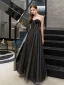 Chic / Beautiful Black Evening Dresses  2019 A-Line / Princess Sweetheart Beading Lace Flower Sleeveless Backless Floor-Length / Long Formal Dresses