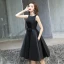 Modest / Simple Black Homecoming Graduation Dresses 2019 A-Line / Princess Scoop Neck Sleeveless Backless Bow Knee-Length Formal Dresses
