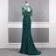 Vintage / Retro Dark Green Prom Dresses 2019 Trumpet / Mermaid Scoop Neck Handmade  Beading Tassel Sequins Short Sleeve Backless Sweep Train Formal Dresses