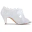 Piękne Białe Satyna Z Koronki Buty Ślubne 2021 Kokarda 6 cm Szpilki Peep Toe Ślub Wysokie Obcasy