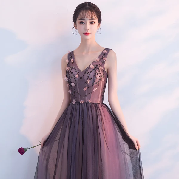 Elegant Black Prom Dresses 2018 A-Line / Princess Beading Appliques V-Neck Backless Sleeveless Floor-Length / Long Formal Dresses