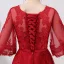 Chic / Beautiful Burgundy Evening Dresses  2019 A-Line / Princess Scoop Neck Appliques Lace Sash 1/2 Sleeves Floor-Length / Long Formal Dresses