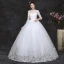 Classy White Pregnant Wedding Dresses 2019 Ball Gown Scoop Neck Appliques Lace 1/2 Sleeves Backless Floor-Length / Long