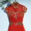 Chic / Beautiful Red Formal Dresses Evening Dresses  2017 Lace Flower Sequins Short Sleeve High Neck Floor-Length / Long A-Line / Princess