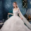 Modern / Fashion White Wedding Dresses 2019 Ball Gown Off-The-Shoulder Beading Sequins Lace Flower Short Sleeve Backless Cascading Ruffles Floor-Length / Long