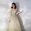 Chic / Beautiful Beige Evening Dresses  2019 A-Line / Princess Off-The-Shoulder Beading Lace Flower Sleeveless Backless Floor-Length / Long Formal Dresses
